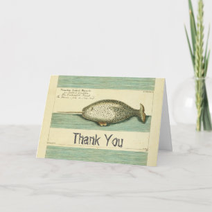 Carte De Remerciements Narwhal Antique Baleine Aquarelle Art scientifique