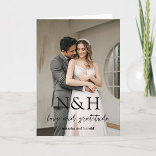 Carte De Remerciements Natasha Photo Monogramme Mariage moderne