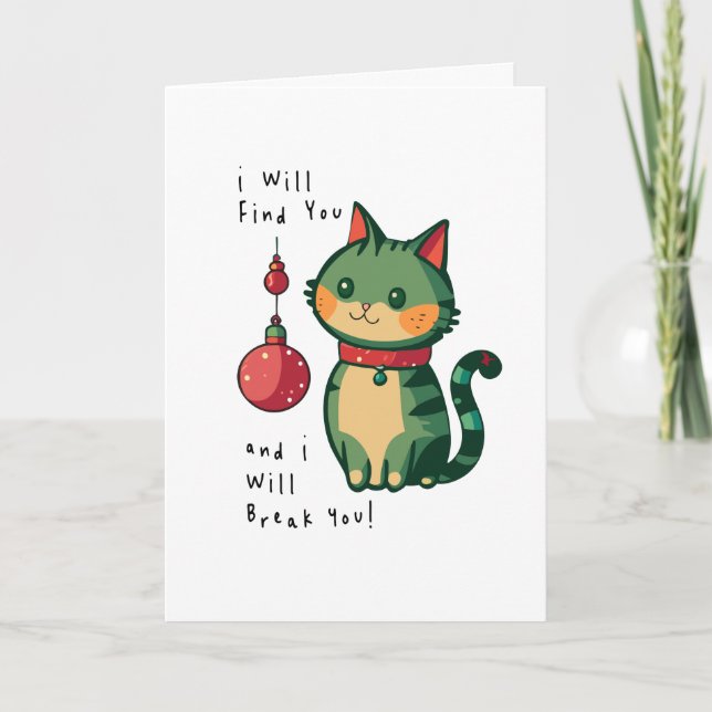 Carte De Remerciements Naughty Christmas Cat (Devant)