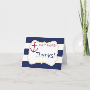 Carte De Remerciements Nautical Ahoy There Baby Shower Thank You Card