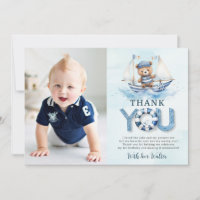 Nautical Blue Boat Teddy Bear Garçon Anniversaire 