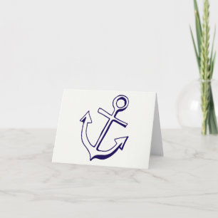 Carte De Remerciements Nautical Navy Bleu hanche Ancre marin Bonjour Merc