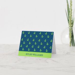 Carte De Remerciements Nautical Navy Blue Green Whale Motif Nom personnal