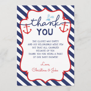 Carte de remerciements nautique Anniversaire Marin