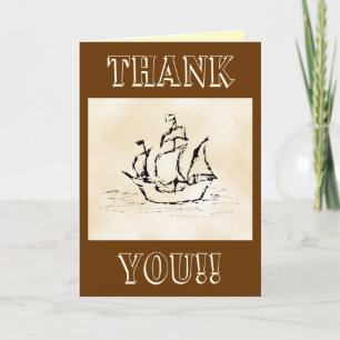 Carte De Remerciements Navire pirate. Arrière - plan Motif Parchemin.