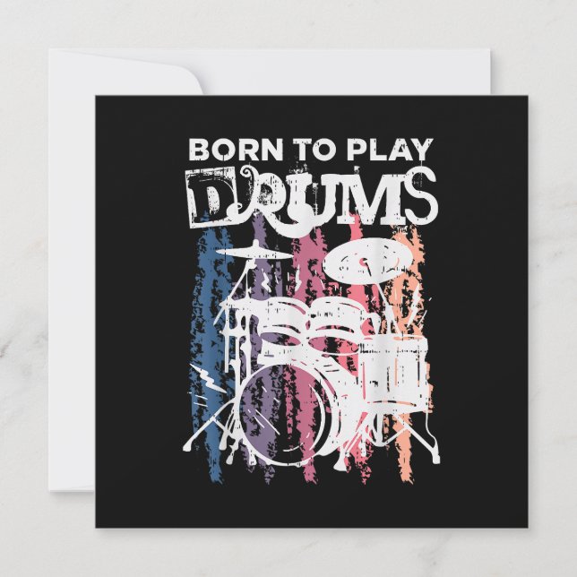 Carte De Remerciements Né Pour Jouer Drumming Rock Music Band Drumme (Devant)