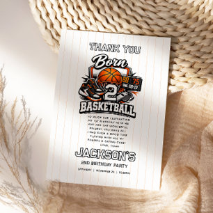 Carte De Remerciements Né pour le basket-ball, garçon 2e anniversaire sur