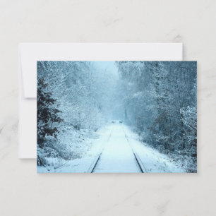 Carte De Remerciements Neige de Noël sur les voies ferrées