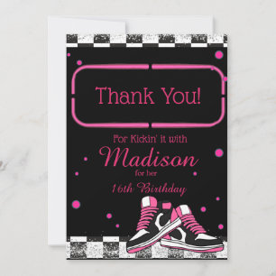 Carte De Remerciements Neon Basket Anniversaire, Parties scintillant
