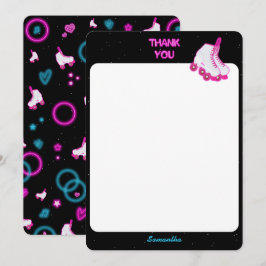 Carte De Remerciements Neon Glow Roller Skating Roll Anniversaire Fête