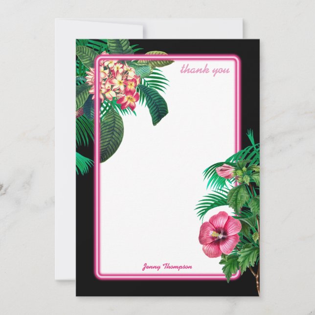 Carte De Remerciements Neon Pink Tropical Botanical (Devant)