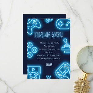 Carte De Remerciements Neon Toute année jeux vidéo anniversaire