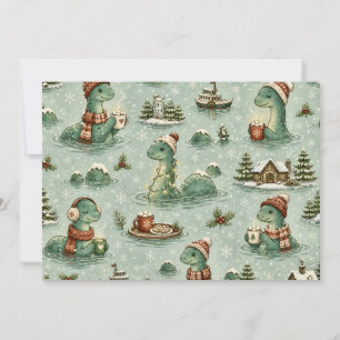 Carte De Remerciements Nessie de Noël Monstre du Loch Ness Confortable Cr