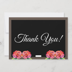 Carte De Remerciements Nettoyer Chalkboard Élégant Script Floral Enseigna