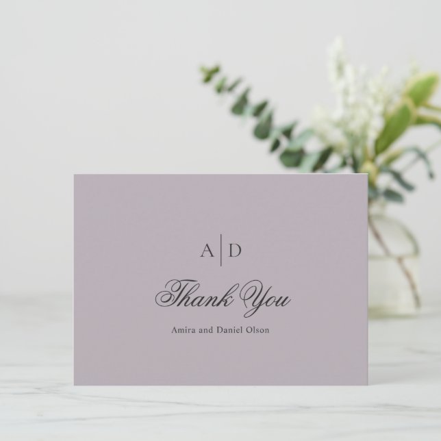 Carte De Remerciements Nettoyer Dusty Lilac Classic Mariage (Debout devant)