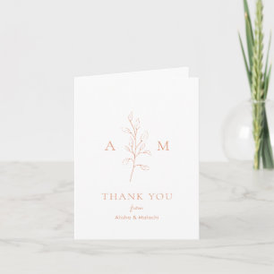 Carte De Remerciements Nettoyer Pêche Botanique Photo Mariage élégant