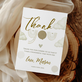 Carte De Remerciements Neutral Boho Cloud First Birthday Thank You