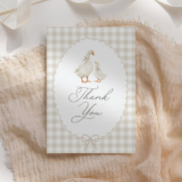 Carte De Remerciements Neutral Gingham Silly Goose Baby Shower
