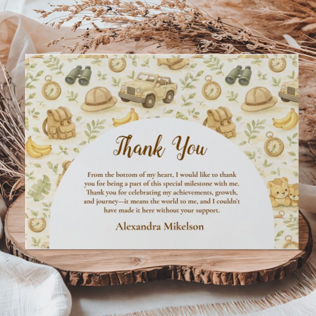 Carte De Remerciements Neutral Safari Animals Wild One First Birthday (Créateur téléchargé)