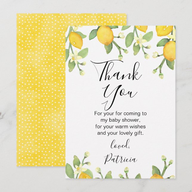 Carte de remerciements neutre de baby shower de (Devant / Derrière)