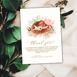 Carte De Remerciements Neutre moderne Boho Cactus Cowboy Baby shower Casq