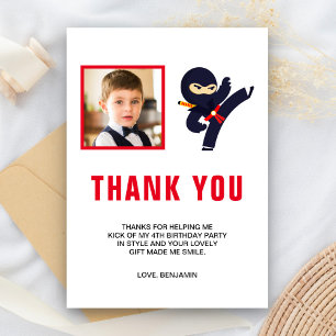 Carte De Remerciements Ninja Guerrier Enfants Photo Anniversaire
