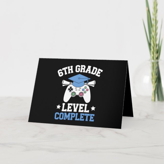 Carte De Remerciements Niveau 6e année Complet Gamer Gaming Graduation (Devant)