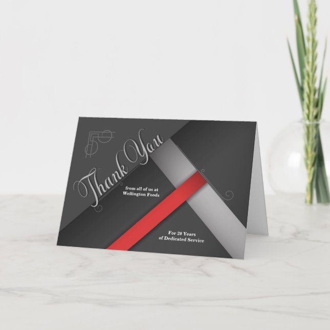 Carte De Remerciements Niveaux de gris de l'anniversaire de l'employé ave (Devant)