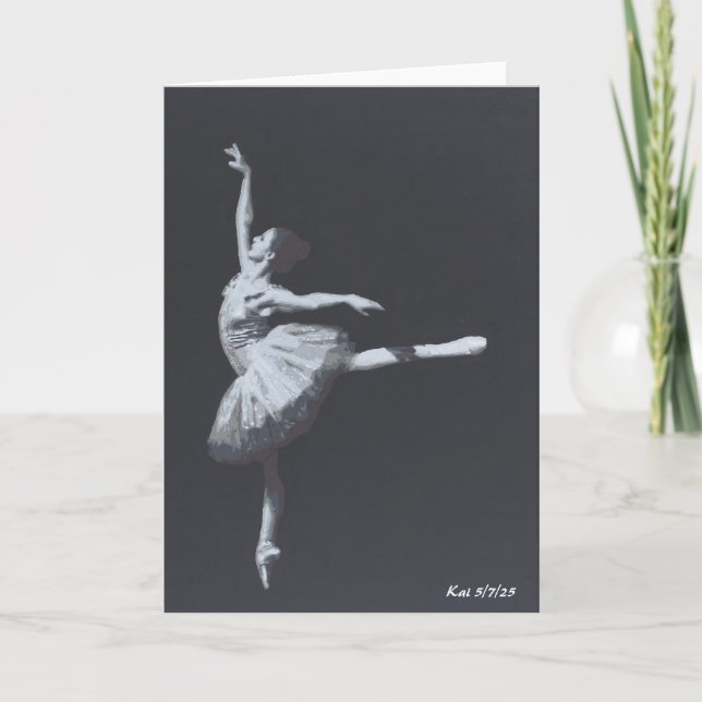 Carte De Remerciements No Drame, Only Freedom, Black & White Ballerina (Devant)