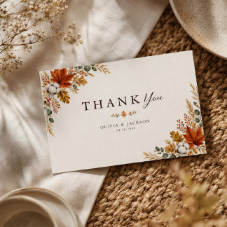 Carte De Remerciements Noces Rustiques d'Automne Feuille d'Érable