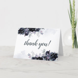 Carte De Remerciements Nocturne Floral Navy bleu mariage personnalisé pho