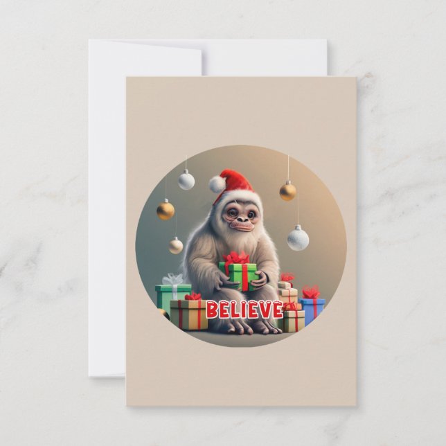 Carte De Remerciements Noël Croyez le Sasquatch Bigfoot (Devant)