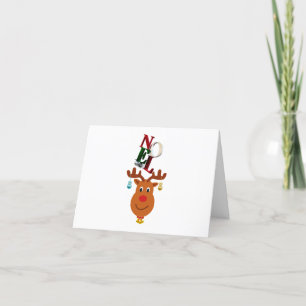 Carte De Remerciements Noel Deer Bells Bauble Rudolf Snowflakes Noël