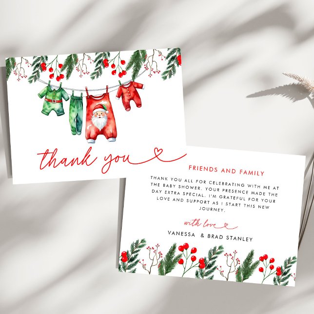 Carte De Remerciements Noël d'hiver Père Noël Baby shower Affiche de bien (Créateur téléchargé)