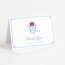 Carte De Remerciements Noël élégant Monogramme Nœud Rouge Fête de Mariage