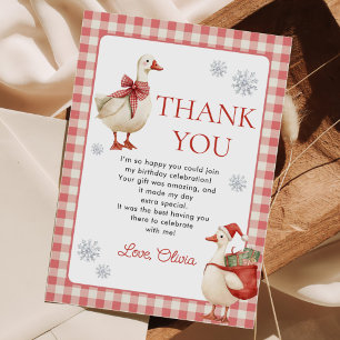 Carte De Remerciements Noël En vichy 1er anniversaire de Silly Goose