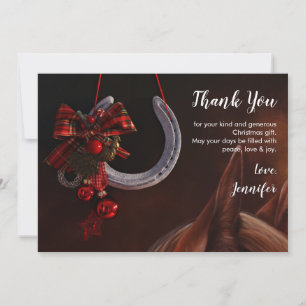 Carte De Remerciements Noël équestre pendre en fer à cheval Photo