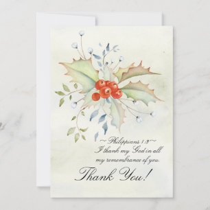 Carte De Remerciements Noël floral de belle écriture sainte inspirée