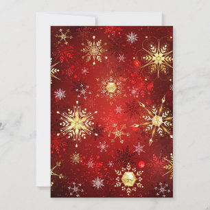 Carte De Remerciements Noël Golden Snowflakes sur Arrière - plan rouge