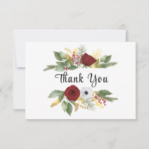 Carte De Remerciements Noël hiver Floral Bible Verse Christian