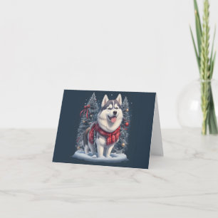 Carte De Remerciements Noël Husky Chien magique Noël Noël Esprit de Noël