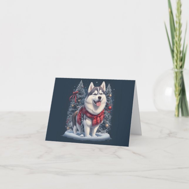 Carte De Remerciements Noël Husky Chien magique Noël Noël Esprit de Noël (Devant)