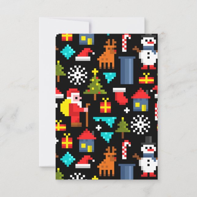 Carte De Remerciements Noël Pixel (Devant)