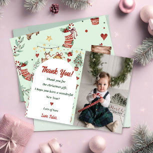 Carte De Remerciements Noël Reindeer fête de Noël Photo