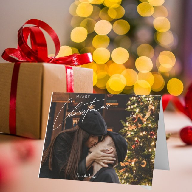 Carte De Remerciements Noël tendance moderne | Photo romantique en couple (Créateur téléchargé)