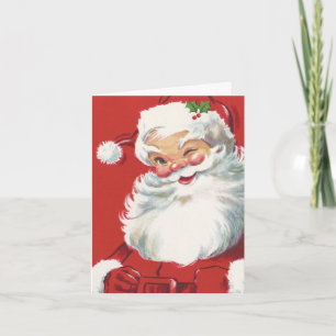 Carte De Remerciements Noël Vintage, Jolly Santa Claus en train de couler