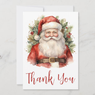 Carte De Remerciements Noël Vintage Père Noël Souriant Noël