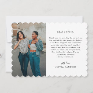 Carte De Remerciements Nœud Coquette Pour Ma Demoiselle D'Honneur Photo D