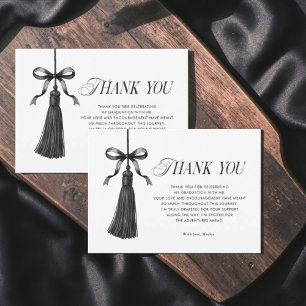 Carte De Remerciements Noeud Noir Simple Fête de Remise des Diplômes avec