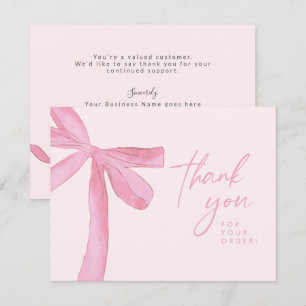 Carte De Remerciements Nœud rose aquarelle personnalisé pour entreprise -